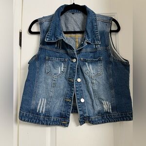 Distressed Jean Vest